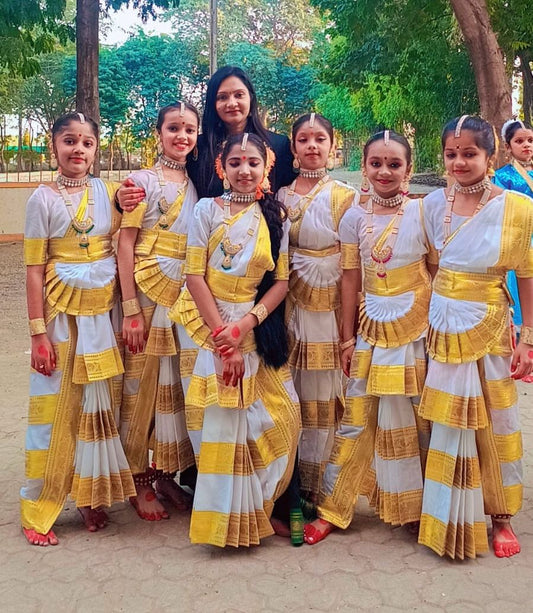 Bharatanatyam Costume Essential White Golden